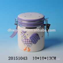 Decorative kitchenware ceramic seal container with cock painting